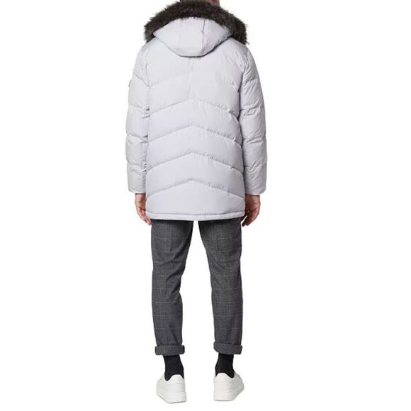 Andrew Marc NWT Tremont Water Resistant Down Quilted Parka Faux Fur Trim Moon L - Picture 2 of 10